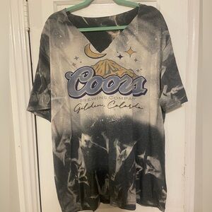 Coors Graphic Distressed Tie Dye T-Shirt in Black and Gray